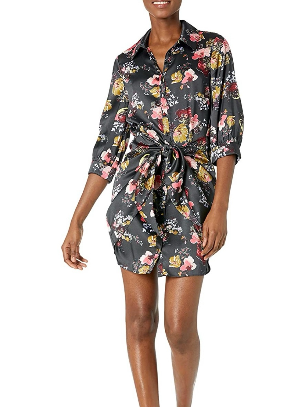 NEW Cinq a Sept Floral 3/4 Sleeve Front Tie Gabby Dress